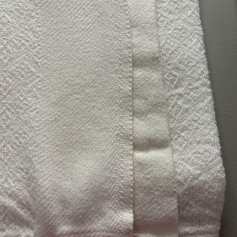 VTG Ivory Cotton Diamond Matelasse Woven Blanket Geometric Textured Cottagecore - Picture 5 of 8